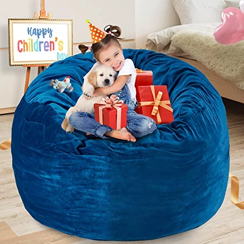 Azaeahom Bean Bag Chair:Large 5' Bean Bags With Memory Foam Filled, Large Beanbag Chairs Soft Sofa With Dutch Velet Cover-56×56"×36"(Royal Blue) - Image 2
