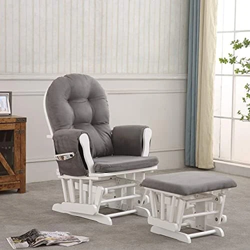 REJOICE HOME Atoll Glider With Ottoman, Espresso/Beige - Image 13
