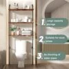 AmazerBath Over The Toilet Storage Shelf, 3-Tier Bathroom Over The Toilet Organizer Rack, Ladder Shelf For Bathroom, Space Saver, Metal Frame, Rustic Brown