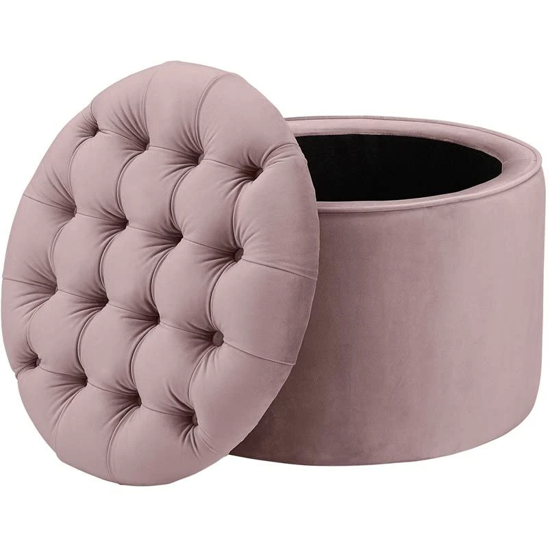 TOV Furniture Queen Velvet Storage Ottoman, Blush - Image 5
