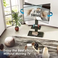 FITUEYES Floor TV Stands With Swivel Mount For 32-75 Inch LCD LED TVs With Adjustable Shelf, Universal Television Stands For Bedroom And Corner (Black)