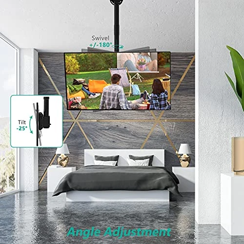 WALI TV Ceiling Mount Adjustable Bracket Fits Most LED, LCD, OLED And Plasma Flat Screen Display 23 To 43 Inch, Up To 110 Lbs, VESA 200x200mm (CM2343), Black - Image 2