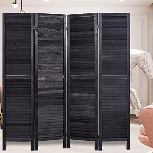 Room Divider 5.6 FT Tall Room Dividers And Folding Privacy Screens Wood Room Divider Wall Folding Screen, Room Divider Screen, 16" Wide Panel Brown, 8 Panel - Image 11