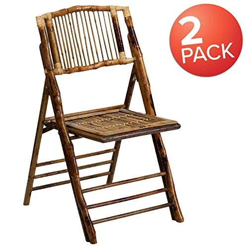 EMMA + OLIVER 2 Pack Commercial Event Party Rental Bamboo Folding Chair - Image 3