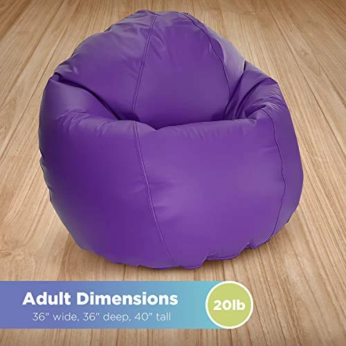 Bean Products Large Vinyl Bean Bag Chair | Filled W/Polystyrene Beads & CertiPUR Foam | Made In USA | 36”W, 36”L, 40”H | 20lb | Available In 2 Sizes | Perfect For Adults, Teens & Kids | Dark Navy - Image 2