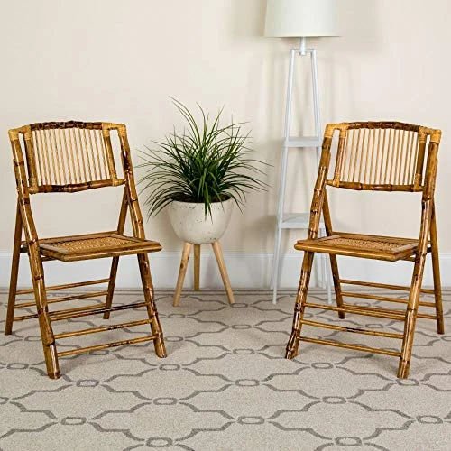 Flash Furniture Bamboo Folding Chairs | Set Of 2 Bamboo Wood Folding Chairs - Image 2