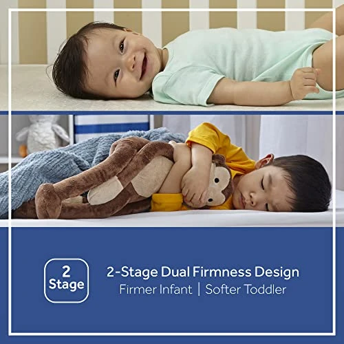 Sealy Posture Perfect 2-Stage Waterproof Baby Crib And Toddler Mattress - Hybrid Memory Foam & 150 Premium Coils - Made In USA, 52"x28" - Image 2