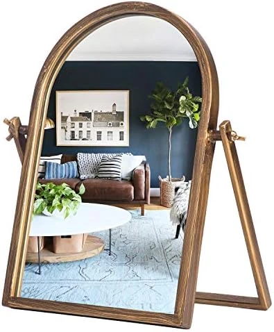 Geloo Vintage Table Desk Mirror-Bronze Metal Framed Standing Mirror 360 Degree Adjustable Swivel For Tabletop, Countertop, Bedroom,Bathroom,Living Room 11.8'' X 7.8'' - Image 9