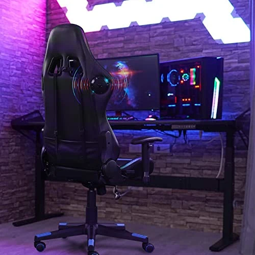 LED Computer Gaming Chair With Bluetooth Speakers And RGB Lights, Ergonomic Gamers Chair, Office Chair For Adults, Video Gaming Chair For Gift (Blue) - Image 2