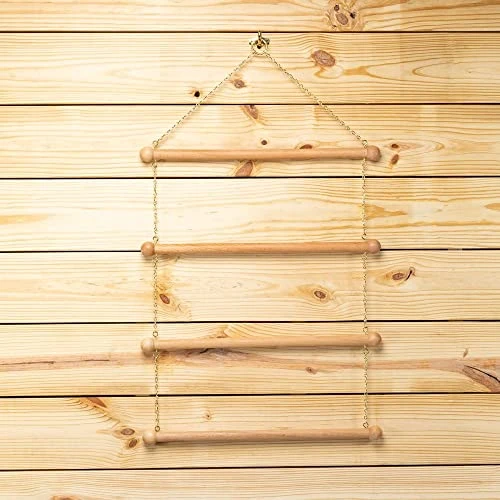 Schneiders Berlin Brass Wood Blanket & Cooler Rack | Compact Yet Spacious Design | Lightweight & Portable | Natural Wood & Brass Aesthetics | Accommodates Multiple Blankets - Image 4