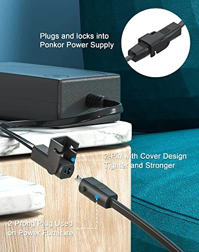 Power Recliner Power Supply, AC/DC Switching Power Supply Transformer 2-pin 29V/24V 2A Adapter With AC Power Cord For Lift Chair Or Power Recliner Limoss OKIN - Image 3