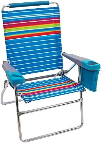 Rio Brands Rio Beach 4-Position 17" Tall Folding Beach Chair - Stripe, 17" Extended Height 4 Position Folding Beach Chair - Image 10
