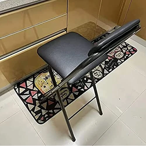 KUANGPAISI Foldable Bar Stools With Backrest,Leather Padded Counter Tall Folding Stool,Portable Folding Stool Tall Bar Stools For Outdoor Kitchen Shop Cafe,seat Height 25.5inch(Black/White) - Image 3