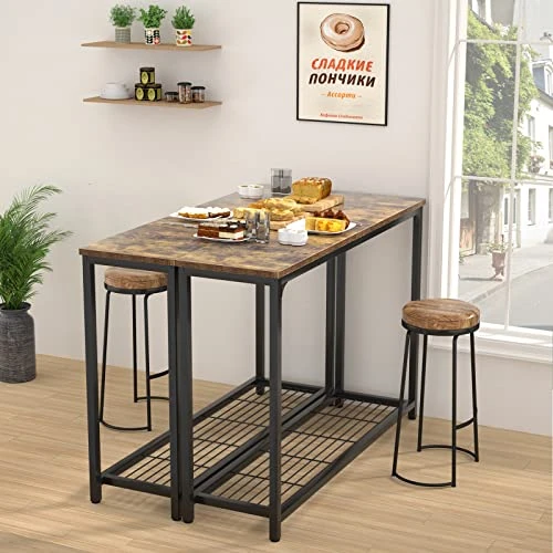 Ecoprsio 48 Inch Console Table, Long Sofa Table With Mesh Shelves, 2 Tier Entryway Table Foyer Table For Entryway, Front Hall, Hallway, Sofa, Couch, Living Room, Coffee Bar, Kitchen, Rustic Brown - Image 5