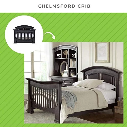 Full-Size Conversion Kit Bed Rails For Baby Appleseed & Eco-Chic Cribs | Fits Beaumont, Chelmsford, Clover, Davenport, Dorchester, Millbury, Palisade And Stratford Cribs (Espresso) - Image 2