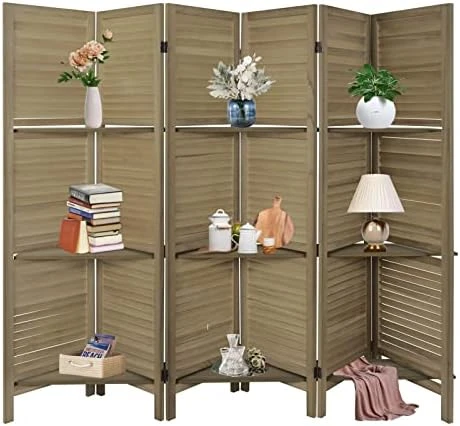 Babion Room Divider With Shelves,4 Panel Room Divider Wall,White Room Dividers And Folding Privacy Screens,Partition Room Dividers For Bedroom, Garden, Office, Study Room (White) - Image 10