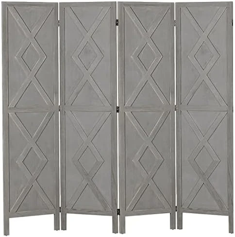 Wnutrees 6 Panel Wood Room Divider,Rustic Folding Privacy Screens Room Divider, Farmhouse Freestanding Partition Wall Dividers Screen,Temporary Wall For Home Restaurant Bedroom (White) - Image 14