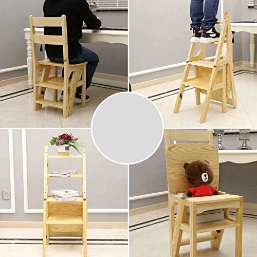 DINGZZ Step Stool- Folding Wooden Step Stool Portable Ladder Chair Seat Versatile Multifunctional Multipurpose Solid Wood - Image 4
