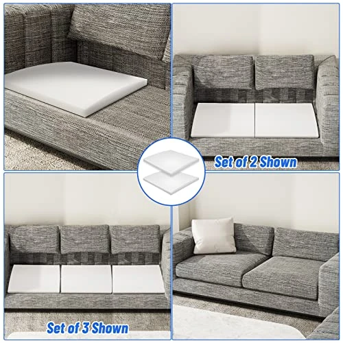 E-SDS Curve Furniture Seat, High-Density Foam Cushion Couch Cushion Support Soft Cushion Sag Repair Replacement For Sofa Couch Loveseat Chair(2" X 20" X 20", Set Of 2) - Image 7