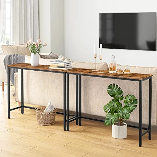 HOOBRO Console Table, Sofa Table With Support Bar, Hallway Entrance Table For Living Room, Entryway, Corridor, Sturdy, Easy Assembly, Wood Look Accent Table, Rustic Brown And Black BF30XG01 - Image 5