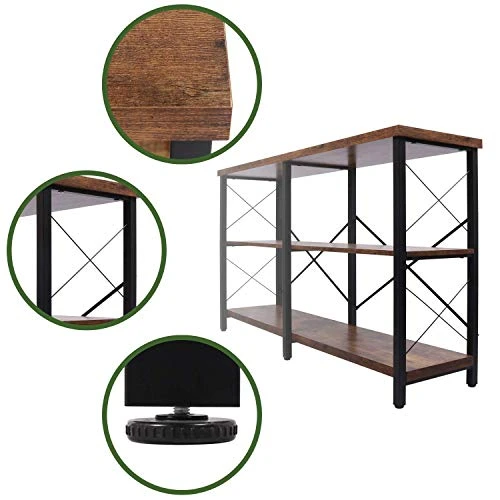 YUMEBUY Console Table For Entryway, Industrial Entry/Hallway Table Sofa Side Table Narrow Long With Open Bookshelf For Living Room (Rustic Brown) - Image 4