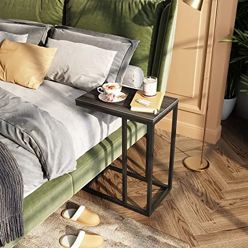 WLIVE Side Table Set Of 2, C Shaped End Table For Couch, Sofa And Bed, Large Desktop C Table For Living Room, Bedroom, Gray And Black - Image 2