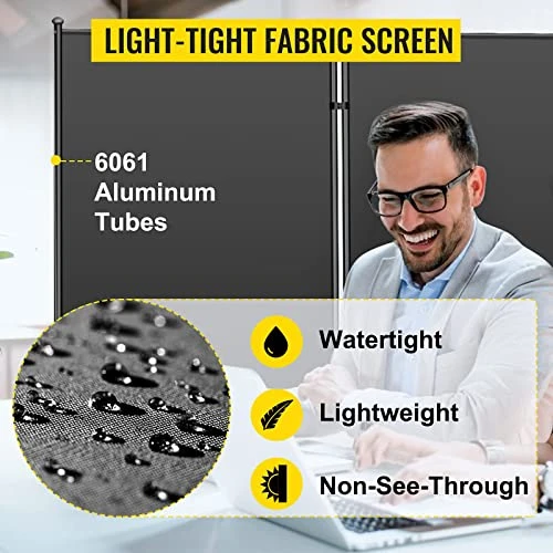 Jhanw 3 Panel Room Dividers 102" X71", Folding Room Partition On Wheels, Expandable Office Partition Waterproof And Shading, Black Privacy Screen For Patio, Office, Home, School, Hospital 1 Pack - Image 4