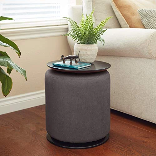 Mission Hills Accent 18 In Round Nesting Ottoman Table, Dark Grey - Image 6