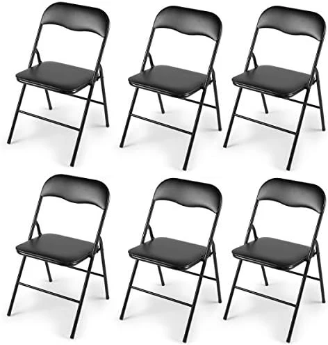 LAZYMOON 6-Pack Plastic Folding Chairs Wedding Banquet Seat Premium Party Event Chair Black - Image 7