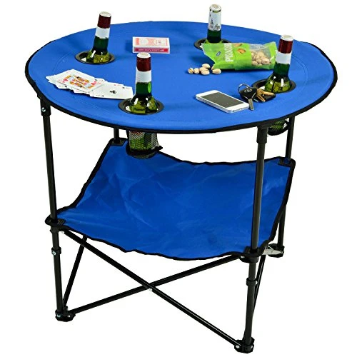 Picnic At Ascot Canvas Travel Folding Table, Royal Blue - Image 3
