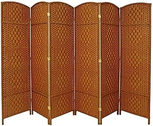Oriental Furniture 6 Ft. Tall Diamond Weave Fiber Room Divider - White - 4 Panel - Image 11