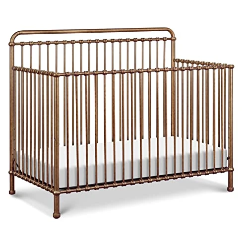 NAMESAKE Winston 4-in-1 Convertible Mini Metal Crib In Vintage Gold, Greenguard Gold Certified - Image 3