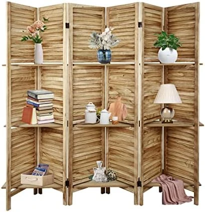 Babion Room Divider With Shelves,4 Panel Room Divider Wall,White Room Dividers And Folding Privacy Screens,Partition Room Dividers For Bedroom, Garden, Office, Study Room (White) - Image 6