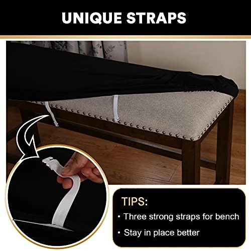 SINKITA Velvet Bench Seat Cushion Slipcovers Workbench Cover, Soft Bench Seat Furniture Protector For Piano Bench Dining Chair Garden Bench Dining Room Bedroom Bench Room-Grey-Large - Image 5