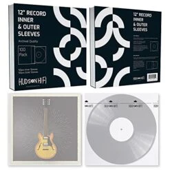 Hudson Hi-Fi 50 Ct. Inner Sleeves For Vinyl Records & 50 Ct. Vinyl Outer Sleeves - 100 Vinyl Sleeves For Records, Translucent Outer & Inner Sleeves For Vinyl Records, Vinyl Inner Sleeves For LPs