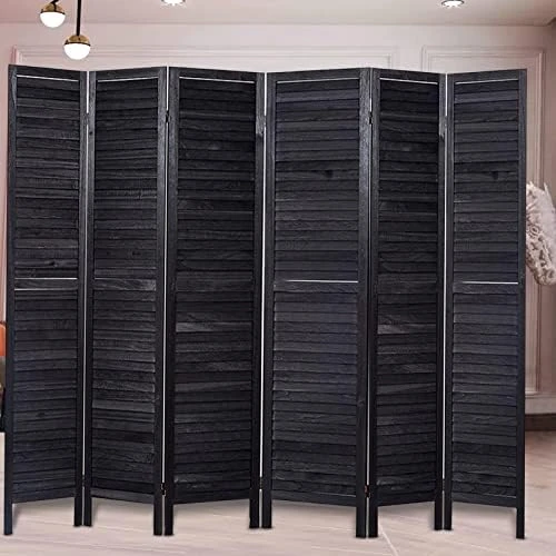 Room Divider 5.6 FT Tall Room Dividers And Folding Privacy Screens Wood Room Divider Wall Folding Screen, Room Divider Screen, 16" Wide Panel Brown, 8 Panel - Image 15