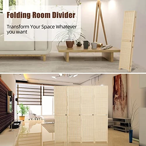 PioneerWorks Folding Privacy Screen - 6ft Tall With Diamond Weave Fiber, 4 Panels, Freestanding, Portable And Stylish. Perfect For Home, Office, Bedroom, And Dorm - Image 4