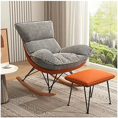 WIGSELBL Rocking Nursery Modern Accent Chair Fabric Upholstered Glider Rocker Armchair With Ottoman For Living Room,Comfy Reading Chairs Lounge Chair Side Chairs For Bedroom Offices (Color : Gray) - Image 8