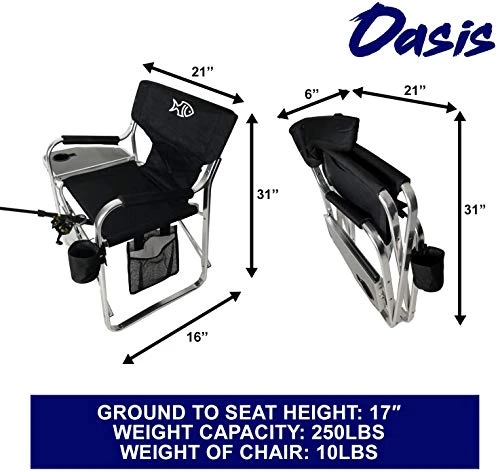 Tuscany Pro Oasis Premium Director Fishing Chair With Rod Holder - Folding Aluminum Chair - Image 3