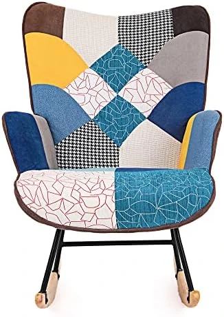 Yoluckea Rocking Chair Tufted Upholstered Nursery Rocking Chairs, Colorful Glider Rocker Chair With Comfy Wingback And Solid Wood Base For Living Room Bedroom Nursery - Image 7