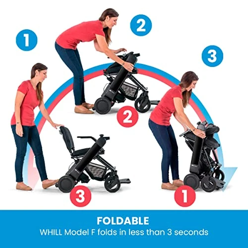 WHILL Model F Power Chair - Convenience And Performance - With Foldable Design, Smart Technology, And Remote Control Via App - A Perfect Mobility Solution For Adults And Elderly. - Black (One Size) - Image 2