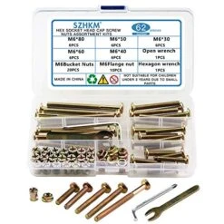 SZHKM 62PCS Furniture Bolts And Nuts, Crib Screws Hardware Replacement Kit,M6 Barrel Nuts For Cribs And Bunk Bed