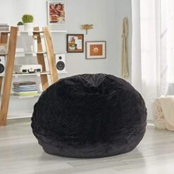 Christopher Knight Home Schley 5 Foot Bean Bag - Short Faux Fur - Black, Small