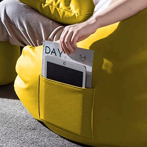 Kushuvi 4XL Bean Bag Cover With Footrest With Cushion Without Beans Only Cover ( Faux Leather ) ( Yellow - 4XL ) - Image 3