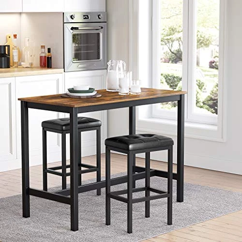 VASAGLE Bar Stools, Set Of 2 PU Upholstered Breakfast Stool, 15.7 X 11.8 X 24.4 Inches, Backless, Simple Assembly, Industrial, Dining Room Kitchen Counter Bar, Black Seat And Black Frame ULBC068B81 - Image 5