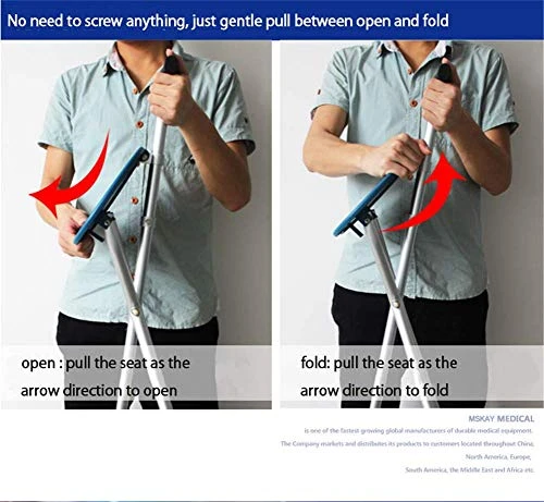 Heavy Duty Walking Cane With Folding Seat 440 Lbs (Blue) - Image 5