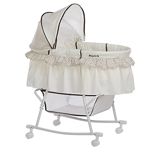 Dream On Me Lacy Portable 2-in-1 Bassinet & Cradle In Pink And White, Lightweight Baby Bassinet With Storage Basket, Adjustable And Removable Canopy - Image 6