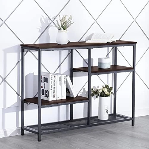 FIVEGIVEN Rustic Console Sofa Table Industrial Entryway Hallway Table Narrow With Shelves For Living Room Oak 43.3 Inch - Image 6