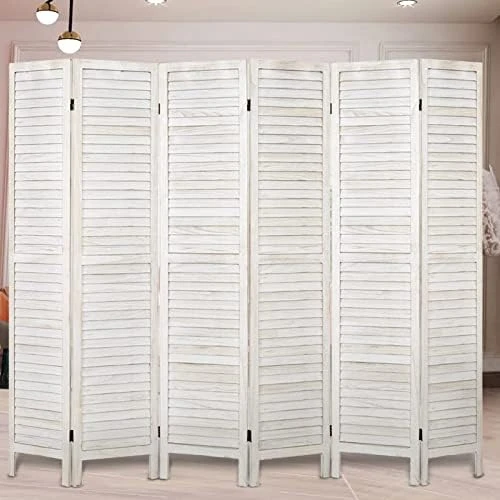 Room Divider 5.6 FT Tall Room Dividers And Folding Privacy Screens Wood Room Divider Wall Folding Screen, Room Divider Screen, 16" Wide Panel Brown, 8 Panel - Image 14