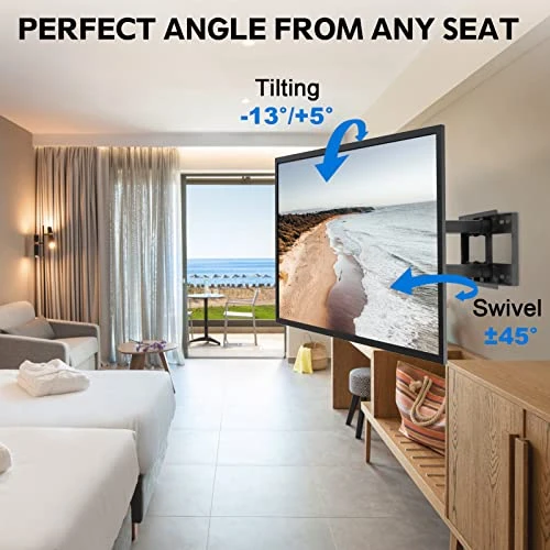 MOUNTUP UL Listed Full Motion TV Wall Mount For Most 42-82 Inch TVs, Wall Mount TV Bracket With Articulating Swivel And Tilt, TV Mount Max VESA 600x400mm, Holds Up To 100lbs Fits 16" Studs MU0028 - Image 4